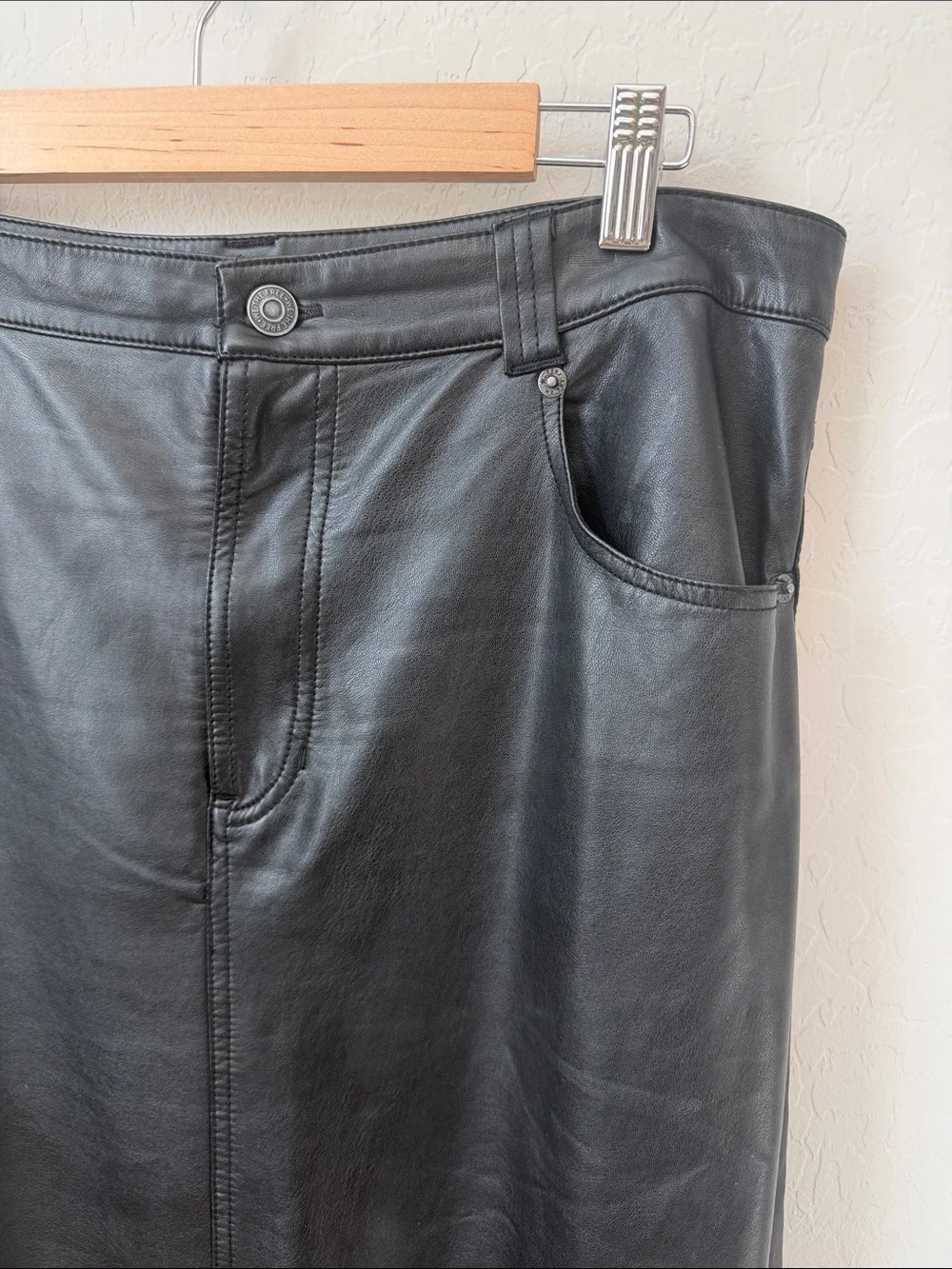 Free People City Slicker Faux Leather Maxi Skirt Size 8